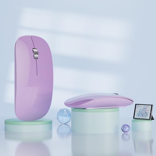 TENMOS M18 Bluetooth Mouse, USB C Rechargeable Wireless Mouse,Silent-Purple | Tri-Mode BT5.1/5.0+2.4G, Quiet Click, Portable, Battery Level Visible, USB Receiver,Type C Adapter, for Laptop/MacBook/iPad - color: purple
