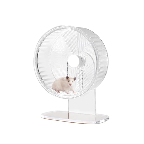 Super-Silent Hamster Exercise Wheel: Silent Spin Toys Hamster Running Wheels with Height Adjustable Stand for Hamsters Gerbils Mice Or Other Small Animals -6.5inch Clear - color: Clear, size: 6.5inch