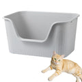 SpaceTime Large Cat Litter Box with High Sides,Cat Boxes for Indoor Cats,Cat Litter Pan for Kitty,Litter Box with Low Entry,Easy to Clean,Anti-Splashing (Grey) - color: Grey