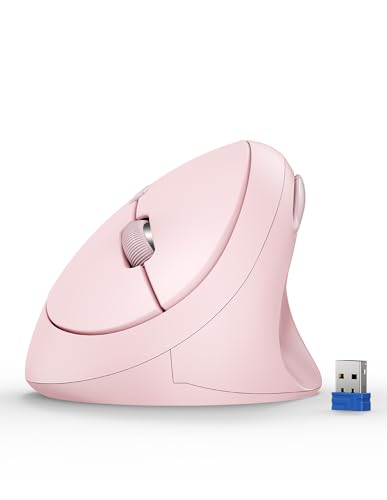 TECKNET Ergonomic Mouse, 4800 DPI Wireless Vertical Mouse, 5 Adjustable DPI Levels, 6 Buttons, 2.4G Silent Wireless Mouse for Laptop, PC, Chromebook - Pink - color: Pink