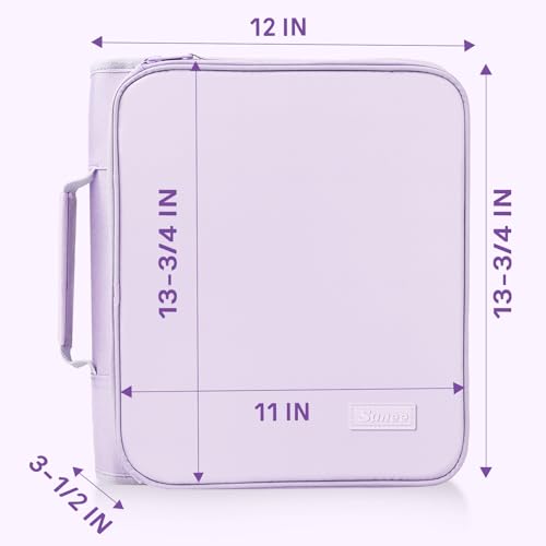 SUNEE Zippered Binder Bag with Handle, 2-Inch 3-Ring O-Ring, 500-Sheet Capacity, Includes Zip Pocket, 5-Tab Expanding File Folder, Multi-Pocket Organizer Binder for Middle School, Lavender Purple - color: Lavender Purple