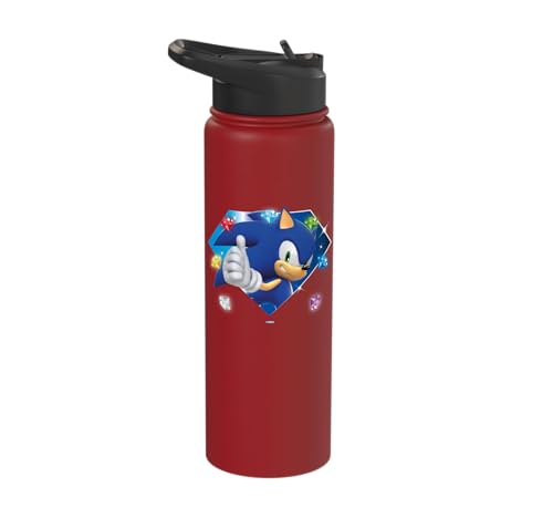 Sonic the Hedgehog 35th Anniversary Emerald Legacy Stainless Steel Insulated Water Bottle - color: Red