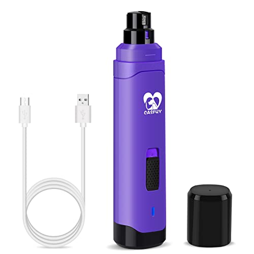 Casfuy Dog Nail Grinder Upgraded - Professional 2-Speed Whisper-Quiet Electric Pet Nail Trimmer Painless Paws Grooming & Smoothing for Small Medium Large Dogs & Cats (Purple) - color: Purple