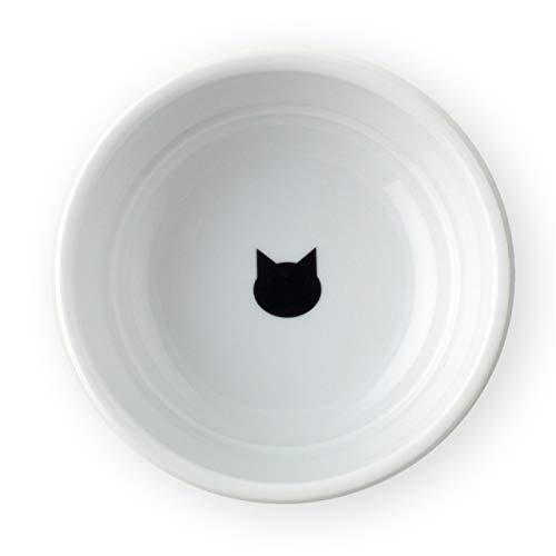 Necoichi Shallow Wide Ceramic Cat Food & Water Bowl (Paw, Basic Flat) - color: Cat-
