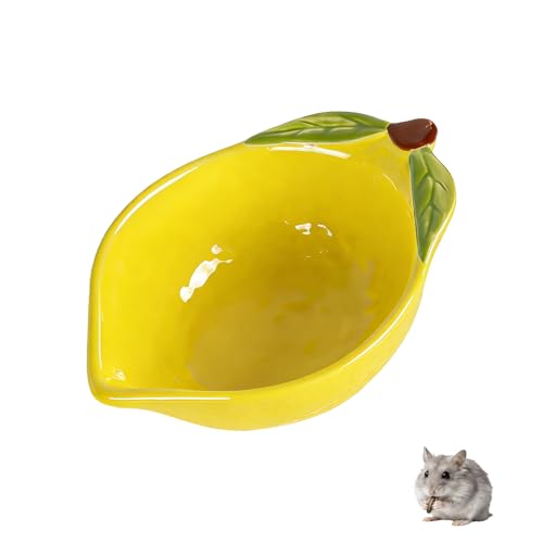 Small Guinea Pig Food Bowl Cute Ceramic Hamster Water Bowl Ferret Rat Chinchilla Rabbit Feeding Dish Young Animal Feeder (Lemon Yellow) - color: Lemon Yellow