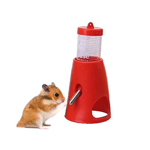 Litewoo 2 in 1 Hamster Water Bottle, Automatic Drinker and Cabin Fits Syrian Dwarf Hamster Mouse Gerbil Mice Chinchilla Small Animal (Red) - color: Red