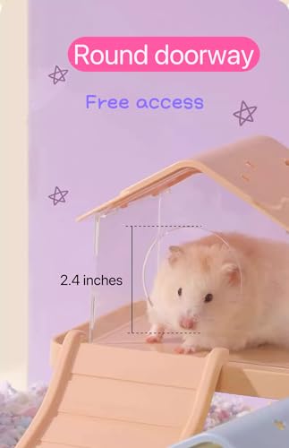 TUTU&LELE Starry Sky Hamster Hideout with Plush Cushion for Dwarf Hamsters (Coffee) - color: Coffee