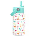 SANDJEST Kids Water Bottle with Straw Lid - Insulated 12 Oz Stainless Steel Water Bottles for Girls - Heart Water Bottle Travel Cup for School Sports - color: Heart