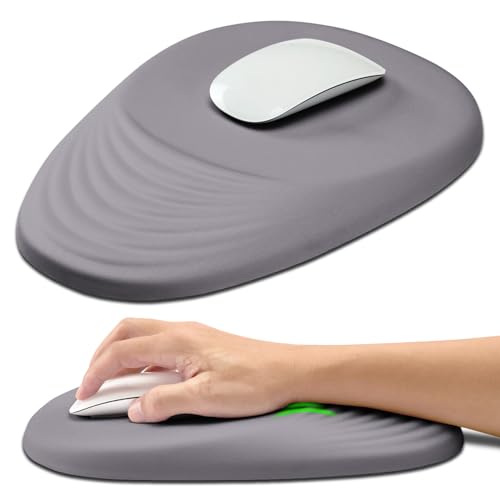 Hokafenle Ergonomic Mouse Pad Wrist Support with Stepped-Wedge Design, Wrist Rest Pain Relief Mousepad Filled with Memory Foam, Carpal Tunnel Mousepad for Wireless Mouse(12x8 inch, Light Purple Grey) - color: Km003-light Purple Grey