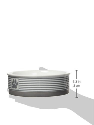 Bone Dry Paw & Patch Ceramic Pet Collection, Large Set, 7.5x2.4", Gray, 2 Piece - color: Gray, size: Large Bowl Set, 7.5x2.4"
