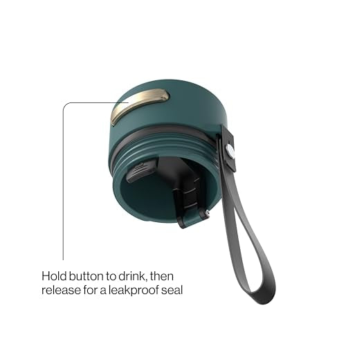 Contigo AutoSeal 24 oz Stainless Steel Vacuum-Insulated Water Bottle with Leakproof Push-Button Spout & Lock, Carry Strap, BPA-Free & Lead-Free, Dishwasher Safe - color: Mineral Teal Champagne, size: 24 Ounces