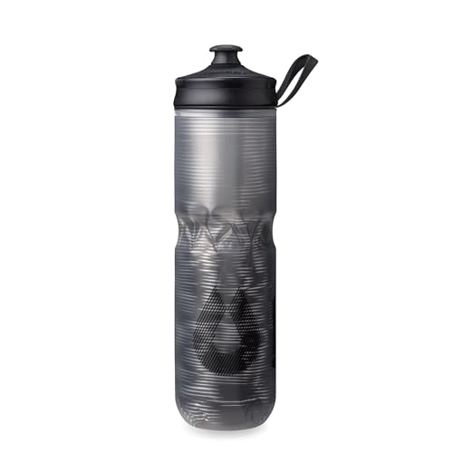 HydraPak Polar Sport Insulated Water Bottle (24oz, Pulse Black) | High Flow, BPA Free, Tri-Layer Insulation, Leakproof, Dash Handle, Easy Squeeze, Self-Sealing Cap, for Sports - color: Pulse Black, style: 24oz/700ml