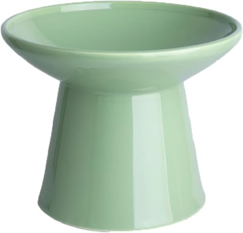 Ceramic Elevated Cat Bowls - 6.2 Inch Extra Wide Raised Cat Food and Water Bowl Set for Indoor Cats, Whisker-Friendly Ceramic Cat Dish for Elder Big Cats & Small Dogs,Green,1 Pack - color: Green, size: 1 Pack
