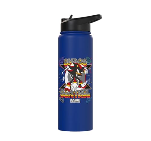 Sonic the Hedgehog - Shadow the Hedgehog "Chaos Control" Stainless Steel Insulated Water Bottle - color: Royal Blue