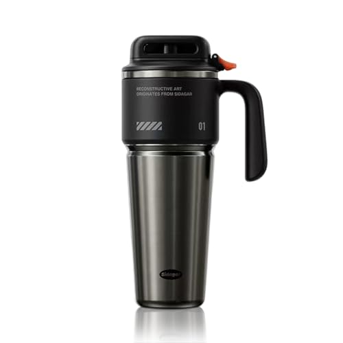 32 oz Insulated Tumbler with Push-button Lid and Handle, Black | 316L Stainless Steel, Leakproof Lid, Double-Wall Vacuum Insulation, Keeps Drinks Hot or Cold for Work, Travel & Daily Use - color: Black