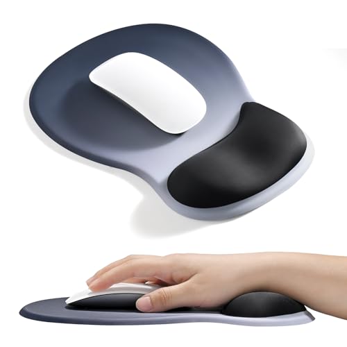 EooCoo Mouse Pad with Gel Wrist Rest, Ergonomic Mousepad Wrist Alignment | Middle Concave Design for Natural Wrist Alignment, Non-Slip Base Mousepad, Carpal Tunnel Relief, Office Desk Accessories - color: Deep Blue