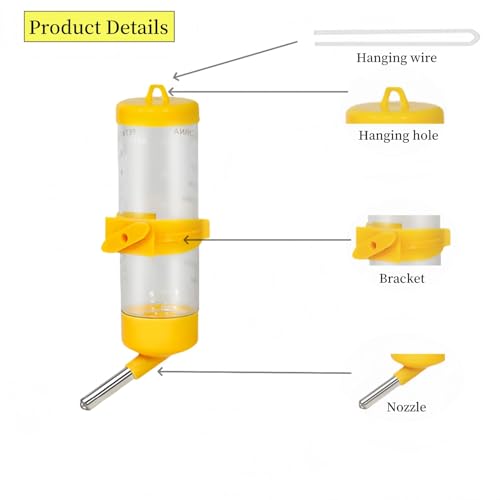3 PCS 8.45 oz Hamster Water Bottles, No Drip Hanging Small Animal Drinking Bottles,Cage Water Bottles for Hedgehog/Squirrel/Hamster/Gerbil/Guinea Pig/Rabbit