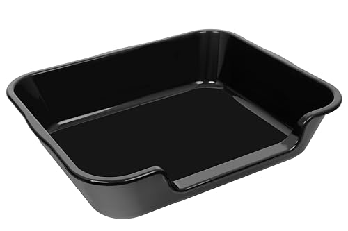 Extra Large Low Entry ABS Cat Litter Box, Black, 24" L x 20" W, 1 Pack | Durable low entry litter box, non-stick, odor-free, ideal for seniors, kittens, rabbits, large cats and multi-pet homes. - color: Black, size: Large (Pack of 1)