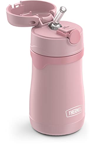 THERMOS BABY 10 ounce Stainless Steel Vacuum Insulated Straw Bottle, Rose - color: Rose, size: 10 Ounces