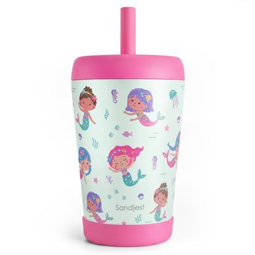 SANDJEST Mermaid Insulated Sippy Tumbler 12 Oz, Gift for Birthday, Christmas & Back to School - color: Mermaid 3