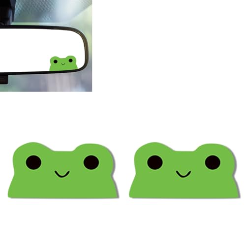 2Pcs Frog Vinyl Sticker and Decal Car Rearview Mirrors Window Decor | Frog Car Accessories Cute Stickers for Bathroom Decal,Computers,Water Bottle Decal Gifts for Women,Men - color: Green - Frog