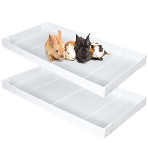 Wenqik 2 Pcs Guinea Pig Cage Liner Corrugated Plastic Cage Liner Base 2 x 4 Panel Size Guinea Pig Cage Bottom for Small Animals Hedgehogs Rabbits Cages Tray, 55 x 27 Inch(White) - color: White