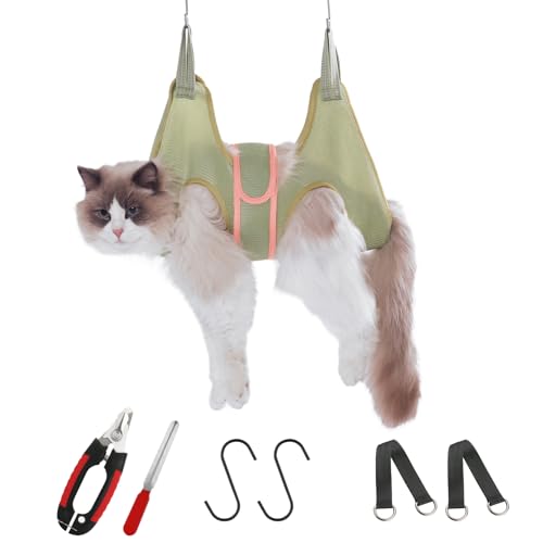 Cat Grooming Hammock for Nail Trimming, Cat Nail Clipper Hammock Harness | Helps Keep Cats Secure with Wrap-Style Restraint and Immobilizer Support for Easier Nail Trimming - size: S（for cats 12-25lbs）
