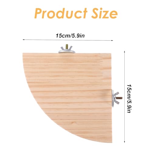 Bird Perch Platform Stand Wooden Parrot Perch Corner 5.9 Inches Fan Shape Playground Cage Accessories Parrot Stand Flat Perches for Bird Cages Corner Shelf for Birds Parrots Hamster Gerbil