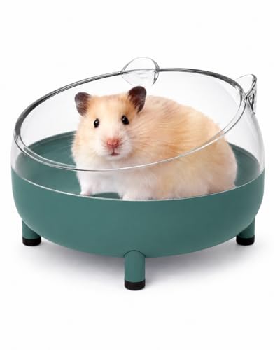 Meow&Woof Hamster Sand Bath Container, Large Sandbox Toilet Gerbil Batheoom, Tiny Chinchilla Dust Bathtub Sand Bath Box for Hamster Cage Accessories 5.2 Inch-Dark Green - color: Dark Green