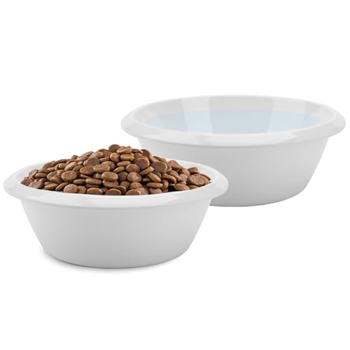 2PCS Cat Bowls Pet Feeding Dish 6.3 Inch, Wide Pet Bowl Pet Feeding Bowl for Indoor Cats, Replacement Food and Water Bowl, Wide Shallow Feeder Bowls for Kitten, Puppy, Rabbit (White) - color: White