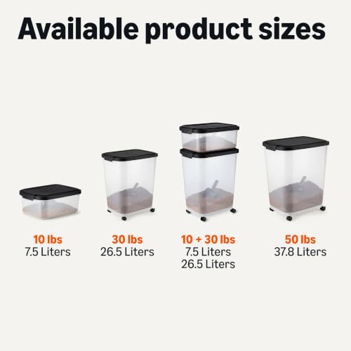 Amazon Basics Pet Food Storage Container, BPA-Free, Detachable Scoop, Secure Seal, 10lbs - size: 10lbs
