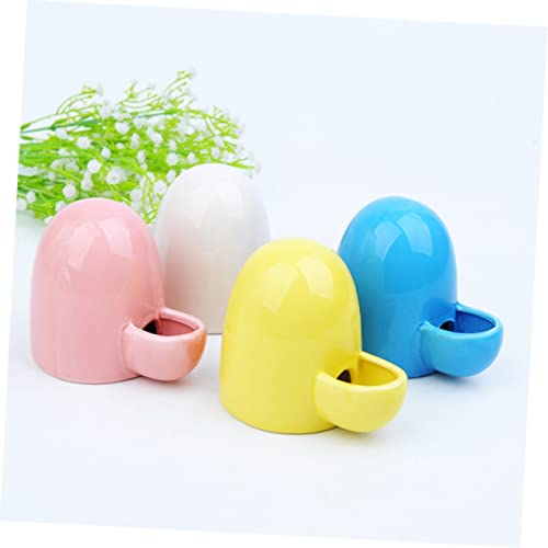 Milisten Small Pet Automatic Feeder and Water Dispenser Bowl 6.76Oz Ceramic Self-Dispensing Hamster Rabbit Drinking Supply for Small Animals - color: Yellow