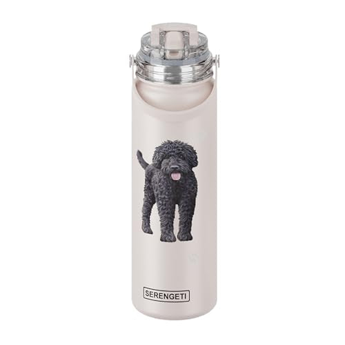 E&S Pets SERENGETI 24 Oz Water Bottle Stainless Steel with Spill Proof Lid - Double walled Vacuum Insulated water flask - Realistic 3D Print of your favorite dog (Labradoodle) - color: Labradoodle
