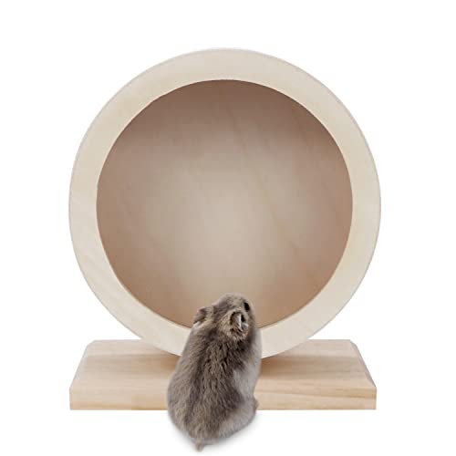 Small Pets Exercise Wheel Hamster Wooden Mute Running Spinner Wheel Play Toy for Rat Gerbil Mice Chinchillas Hedgehogs Guinea Pigs (S) - size: S