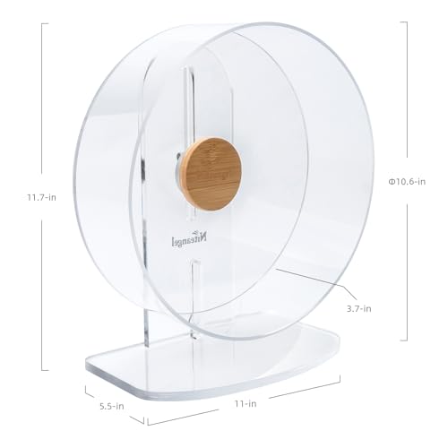 Niteangel Silent Hamster Exercise Wheel - Dual-Bearing Quiet Spinning Acrylic Hamster Running Wheel for Hamster Gerbils Mice Degus Or Other Small Animals (Medium - Wider Version) - size: Medium - Wider Version