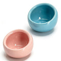 Hamster Food Bowl 2 Packs, Ceramic Slanted Bowl Food Dish Water Bowl for Dwarf Hamster Gerbil Mouse Rat Chinchilla Hedgehog Guinea Pig, Blue and Pink