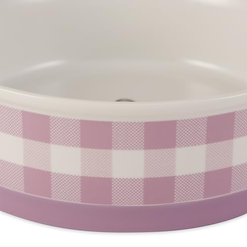 Bone Dry Ceramic Food Bowls, Non-Slip & Dishwasher Safe, Large Set, 7.5x2.4 Pansy Check - color: Pansy Petite Check, size: Large Set, 7.5x2.4"