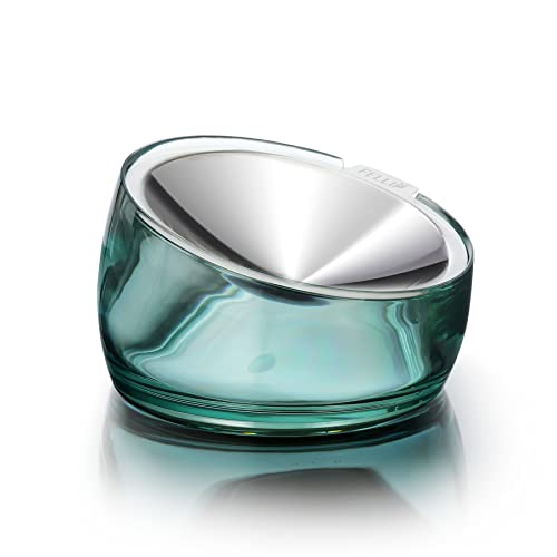 Felli Oblik Elevated Cat Bowl Removable Stainless Steel Wide Dish for Dry Wet Food Feeding & Dishwasher Clean, Slanted Whisker Fatigue Friendly Metal Plate (Classic, 0.5 Cups Shallow Dish) - color: Classic, size: 0.5 Cups Shallow Dish