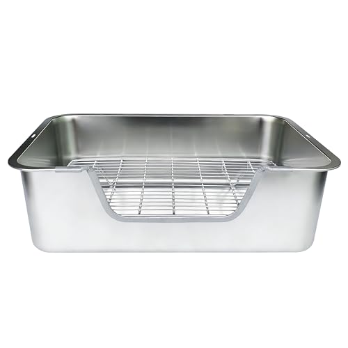 Stainless Steel Sifting Litter Box for Rabbit (XL) - size: X-Large