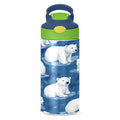 OTVEE Cartoon Polar Bear Kids Water Bottle with Straw Lid 12 oz Insulated Stainless Steel Leakproof Duck Mouth Tumbler Cup for Boys Girls Teen School - color: Cartoon Polar Bear