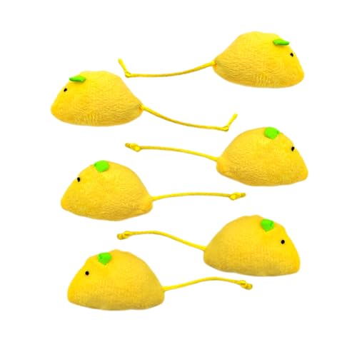 6-Pack Lemon Cat Toys Green&Yellow Cute Mouse for Kitten Play, Chase and Wrestle, PP Cotton & Catmint Filled, Teething and Chew Toys - color: 6-PCS