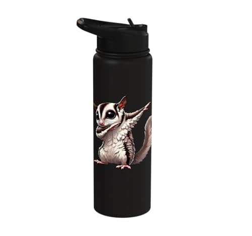 Sugar Glider, Dabbing | Kids, Girls, Boys | Sugar Glider Stainless Steel Insulated Water Bottle - color: Black