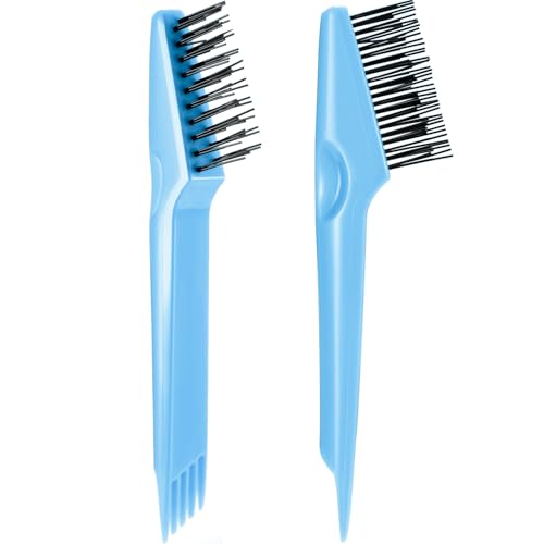 Yaomiao 2 Pcs Hair Brush Cleaner Tool 2-in-1, Light Blue Hairbrush Cleaner for Removing Hair Dust, Mini Comb for Removing Dirt, Home Salon Use - color: Light Blue