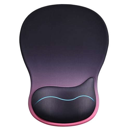 EooCoo Mouse Pad with Gel Wrist Rest, Ergonomic Mousepad Wrist Alignment | Middle Concave Design for Natural Wrist Alignment, Non-Slip Base Mousepad, Carpal Tunnel Relief, Office Desk Accessories - color: Black Pink