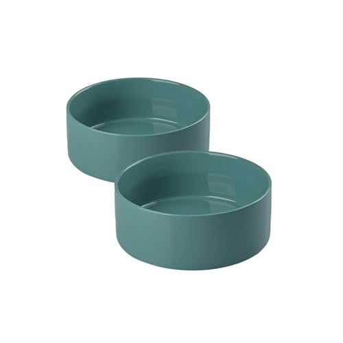 SPUNKYJUNKY 13.5OZ Ceramic Dog and Cat Bowl, Modern Cute Weighted Food Water Bowl for Replacement Light Green (2 Pack) - color: Light Green, size: 1.7 CUPS × 2
