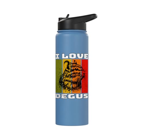 Degu Retro Degu I Love Degu Stainless Steel Insulated Water Bottle - color: Light Blue