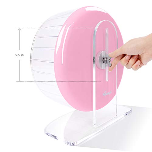 Niteangel Super-Silent Hamster Exercise Wheels: Quiet 11 inch Running Wheel | Can 11.6-15.4" Adjustable Height - No Bend Back Spinner Running for Dwarf Syrian Hamster Gerbils Mice Or Other Small Animal - color: Pink, size: Large