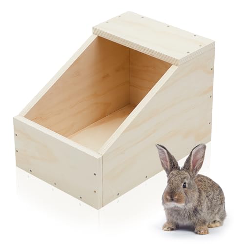 1 Pack Wood Rabbit Nesting Box, 18x12x12 Inch Wooden Hutch Hideout for Breeding, Natural Burrow Den Alternative for Rabbits & Small Animals - size: 18x12x12 Inch