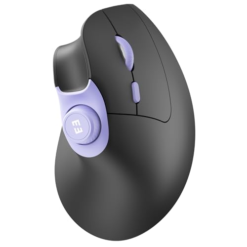 seenda MOU-302 Wireless Bluetooth Ergonomic Vertical Mouse with Volume Knob | Rechargeable 3-device mice for small/medium hands with quiet clicks, 1000/1600/2400 DPI for PC, laptop, MacBook, Black Purple - color: Black Purple