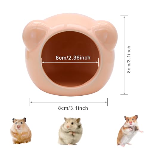 Ceramic Hamster House, Cute Animal Shaped Hamster Cave, Summer Cool Small Animal Hideout Habitat Decor for Dwarf Hamsters (Orange) - color: Orange